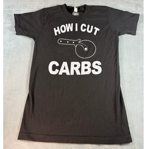 Lost Gods Other - Lost Gods How I Cut Carbs Pizza Cutter Graphic T-Shirt Black Small S Cotton